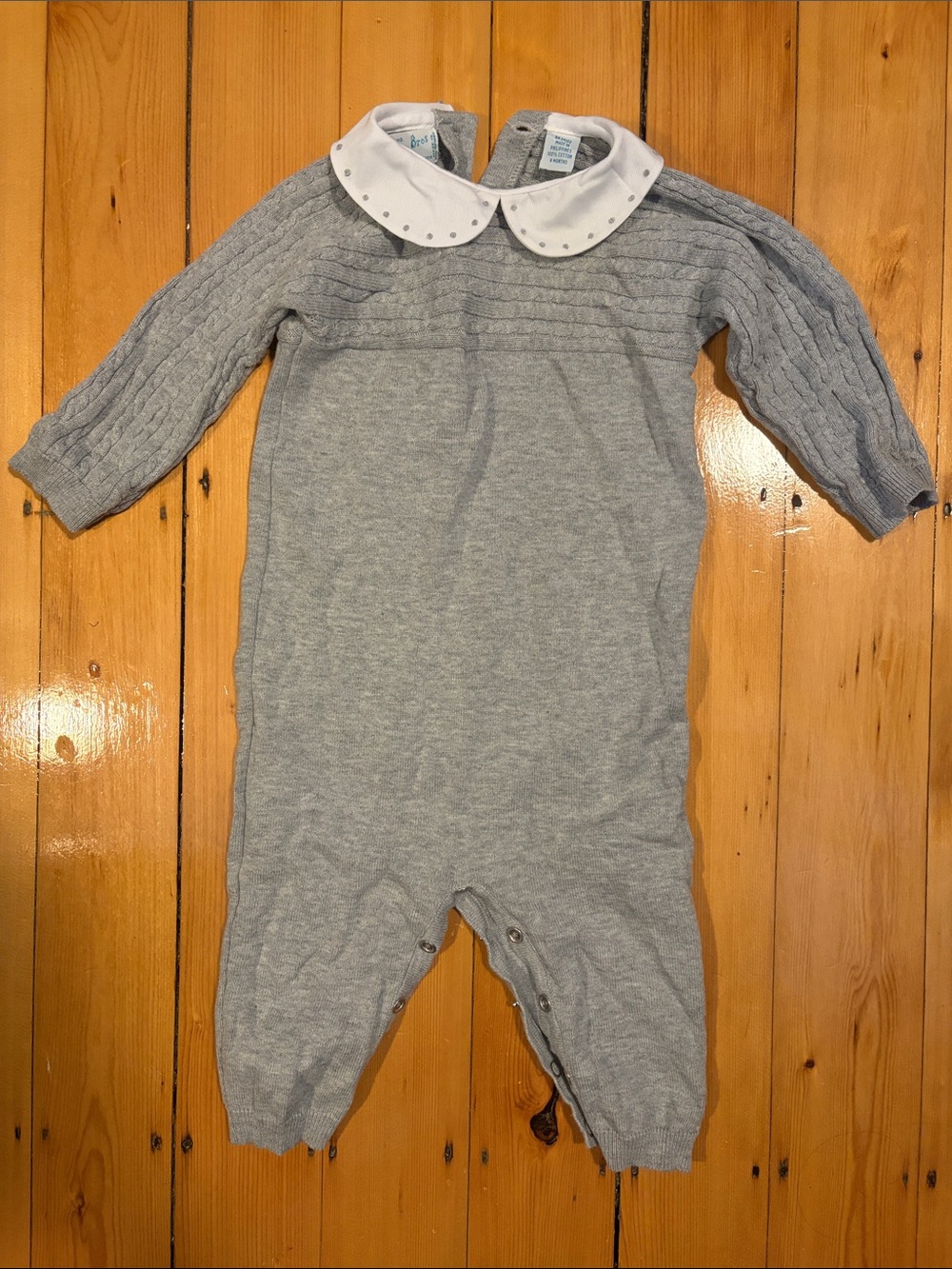 Feltman Brothers 9M Cable Knit Baby One-Piece with Peter Pan Collar. Classic.